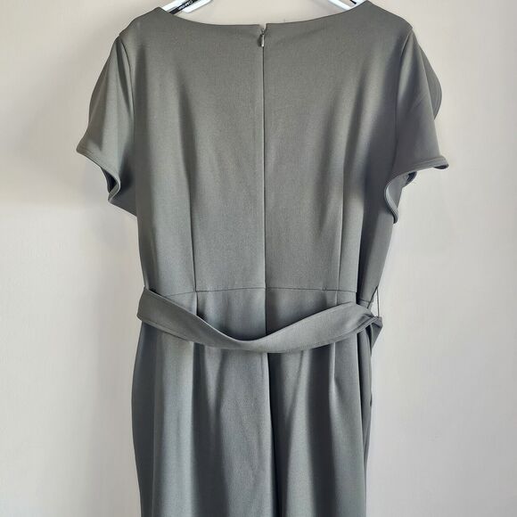 CALVIN KLEIN SIZE 14 TULIP SLEEVE JUMPSUIT JUMPER 1pc GREEN CASUAL PROFESSIONAL - Picture 7 of 9